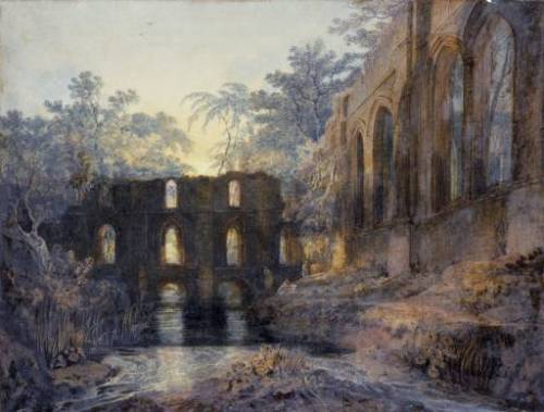 the dormitory and transept of fountain’s abbey - evening jmw turner