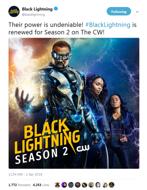 profeminist: “Their power is undeniable! #BlackLightning is renewed for Season 2 on The CW!&rd