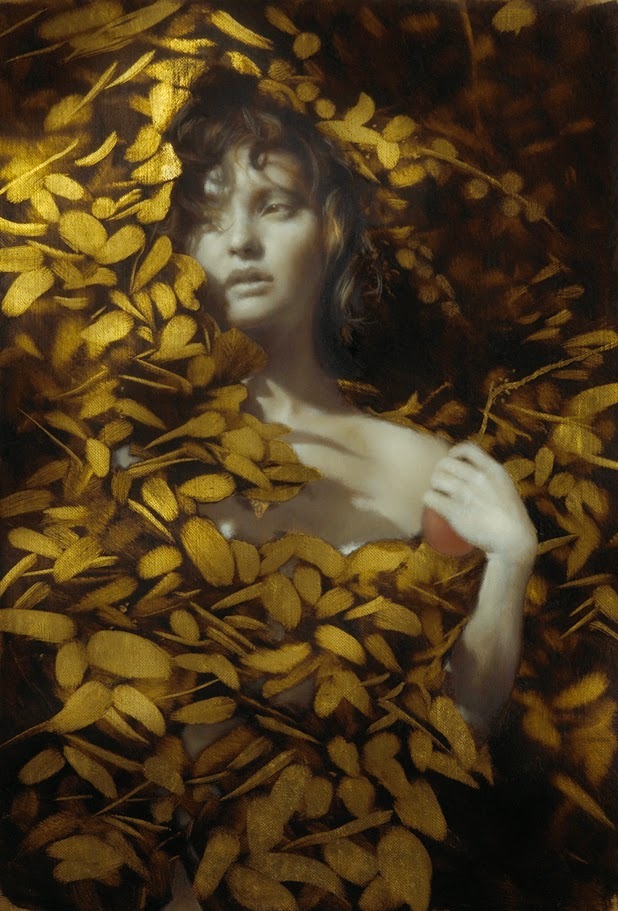 nevver:  Oil and gold leaf, Brad Kunkle