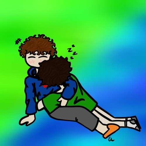 Just A Couple Of Really Good Friends Sharing Their Clothes And Cuddling