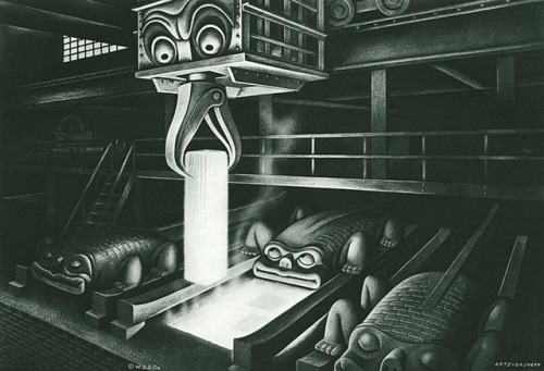 I’ve featured some machine illustrations by Russian/American artist, Boris Artzybasheff (1899-1965) 