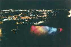 golden-heights:  grett:  Night time View Niagara Falls from Skylon Tower Canada 1997 by Ventlindown on Flickr.  love this 