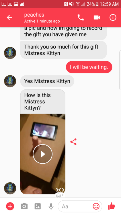 An ungrateful sissy. This is her *Mistress Kittyn*. What an undeserving little bitch.