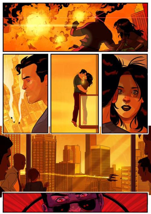 hellyeahsupermanandwonderwoman:  Once again the amazing art of Stephen Byrne.We adore these looks he did for the Trinity and the sequential art here is amazing. Send him some love! Clark and Diana are so beautifully drawn and what a kiss!!! Bruce, jeeze,