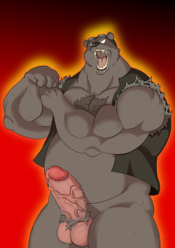 jabhusk:  Version nsfw I love this anime, I wanted drawing a Grizzly san with his fierce personality and belly.Grizzly san from Shirokuma cafe. (Work made by me @jabhusk ) 