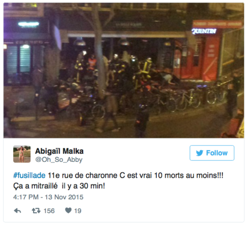 cosmic-noir:  micdotcom:  micdotcom:  micdotcom:  BREAKING: Several killed in series of attacks in Paris  11/13 4:55 PM ET — French police said at least 18 people were killed in a possible series of attacks in Paris, including a shooting at a restaurant