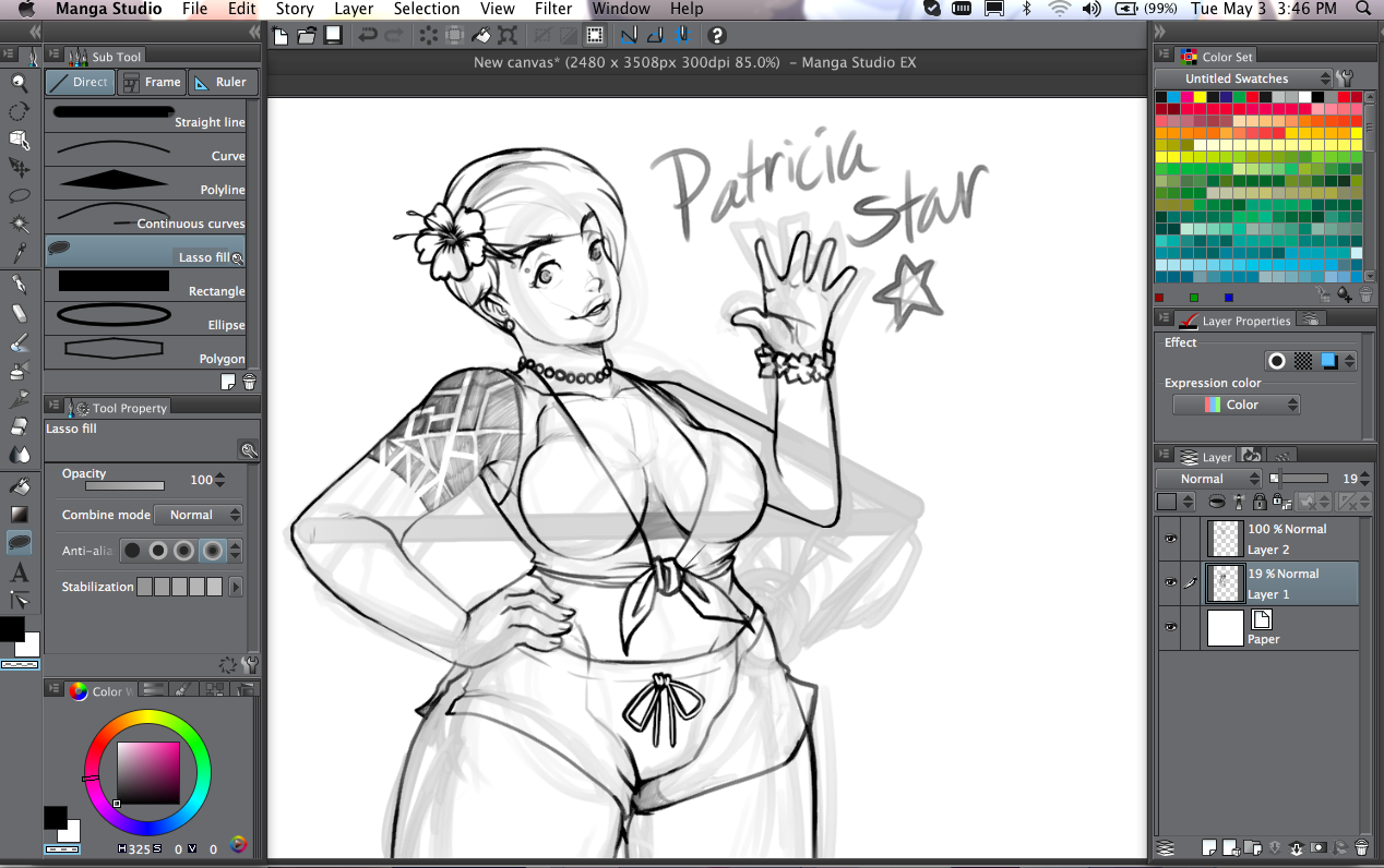 tovio-rogers:  practicing with the new tablet. its gender swapped #patrick from #spongebob