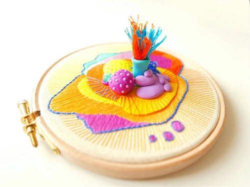 lesstalkmoreillustration:Handcrafted Mixed Media 3D Embroidery Hoops By Nibyniebo On Etsy*More Thing