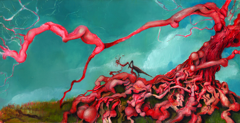 crossconnectmag:  Sarah Olson I exaggerate and combine forms — distended tree limbs,