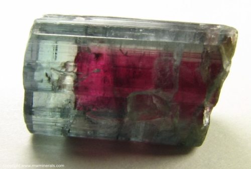 Watermelon tourmalineWe recently shared a multicoloured crystal of the complex boro-silicate mineral