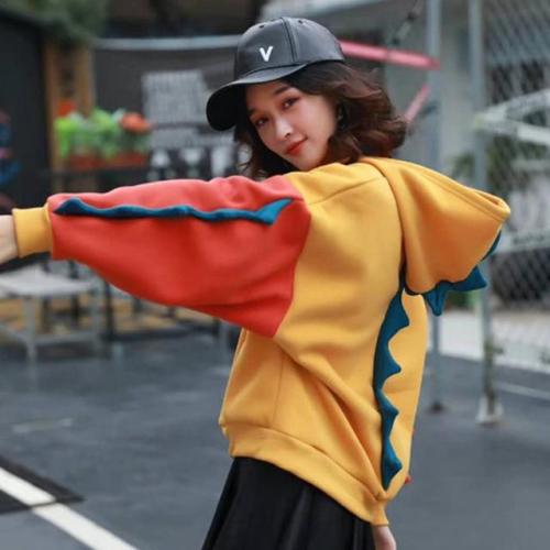 Cute Dinosaur Color-block Oversized Hoodie starts at $32.90 ✨✨ Lovely, isn&rsquo;t it?