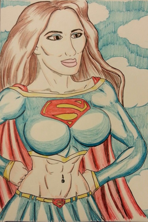 Charley cosplays as Supergirl  A work colleague commissioned me to draw her as Supergirl. Feedback from the team was great :) As long as they don’t find out what I normally post! ;)
