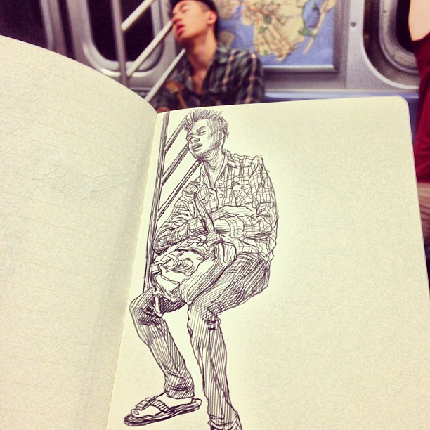 MTA sleeper. (at MTA Q train)