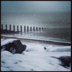 hard-walk:  #snow #beach #eastbourne #ebphoto