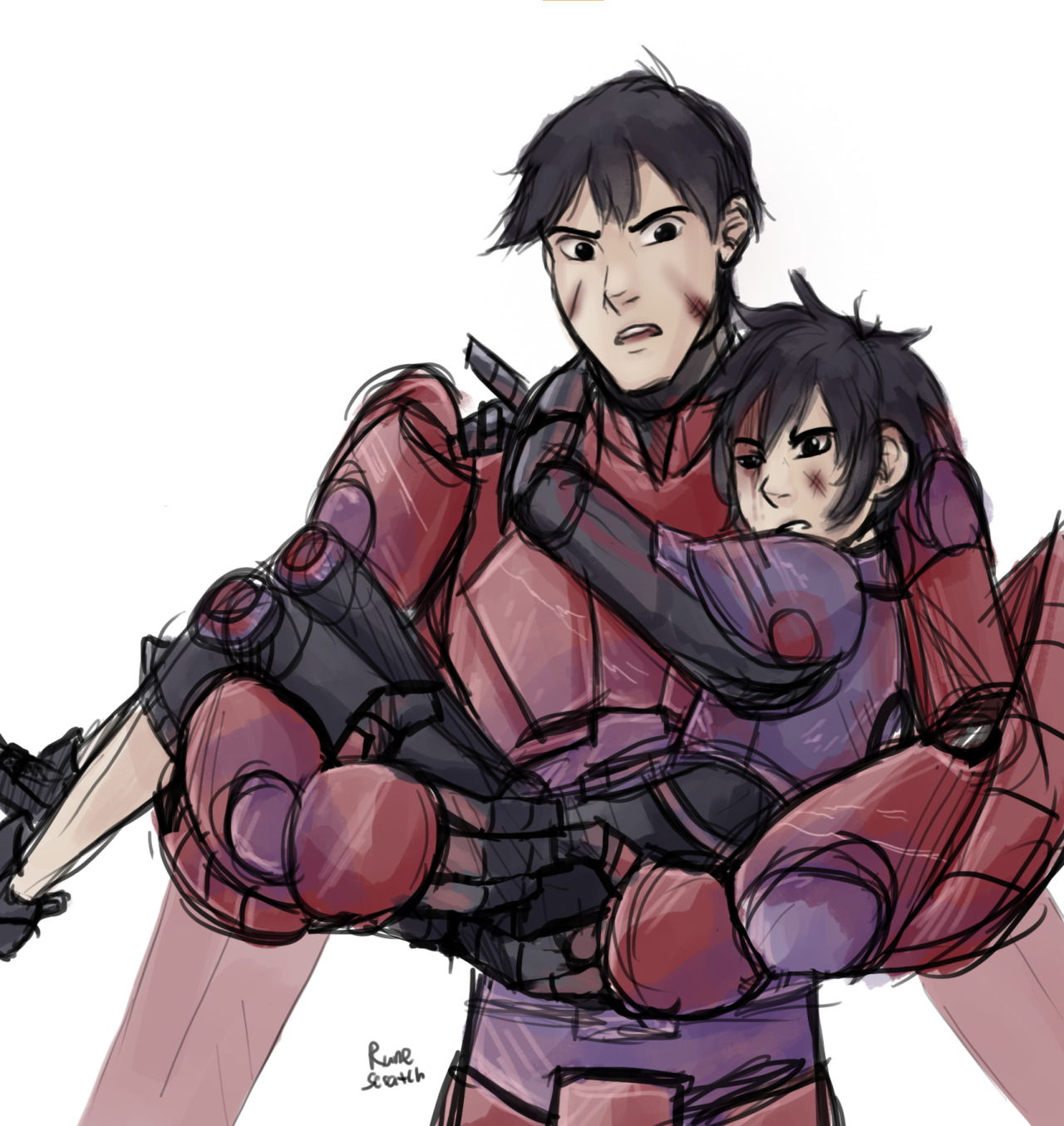 runescratch:  Some more doodles from the armordashi AU since I’ve gotten some requests