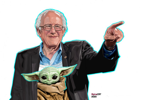 Not Me. US.This is the way. Bernie 2020 Pencils, inks on Bristol board 11x17. Digitally painted in P