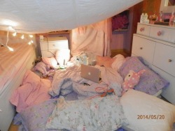 dreaminginpastelsxo:  I turned most of my room into a fort :3  3K  notes, wow! Thanks for all the reblogs