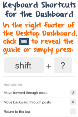 unwrapping:Tumblr expanded its keyboard shortcuts on the Desktop Dashboard to add quick formatting for posts. Also, I’ve marked the shortcuts that require you to use the J key (forward) and K key (backward).