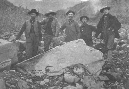 Three ton copper nugget found on the banks of Copper Creek, Alaska, 1903.