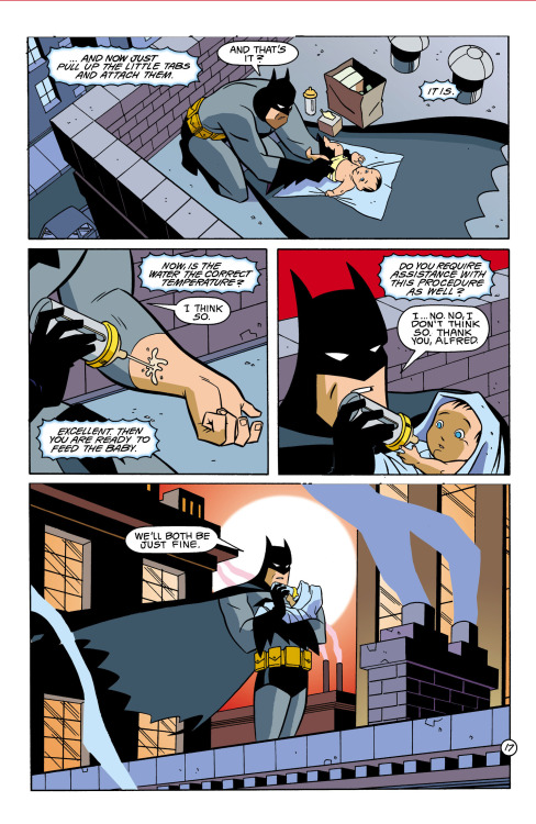 wcreaf:  zatannawayne:You will be very, very sorry…. Forever.Gotham Adventures #26This should be the new “is your Batman remotely like Batman” test. Can your version of Batman be caring enough to hold and care for a small child, yet still menace