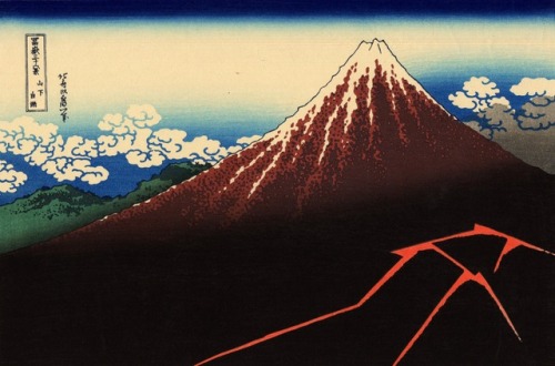 Katsushika Hokusai   Black Fuji, Rainstorm Beneath the Summit, From  100 Views of Mou