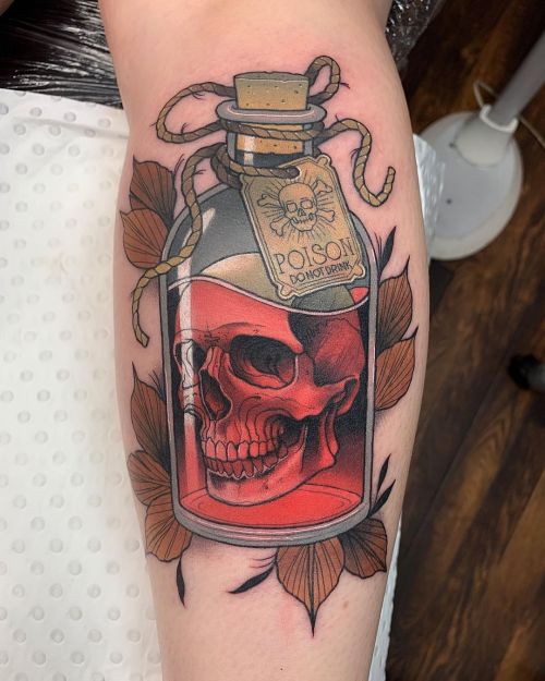 Drew Shallis bottle;neotrad;quote;skull
