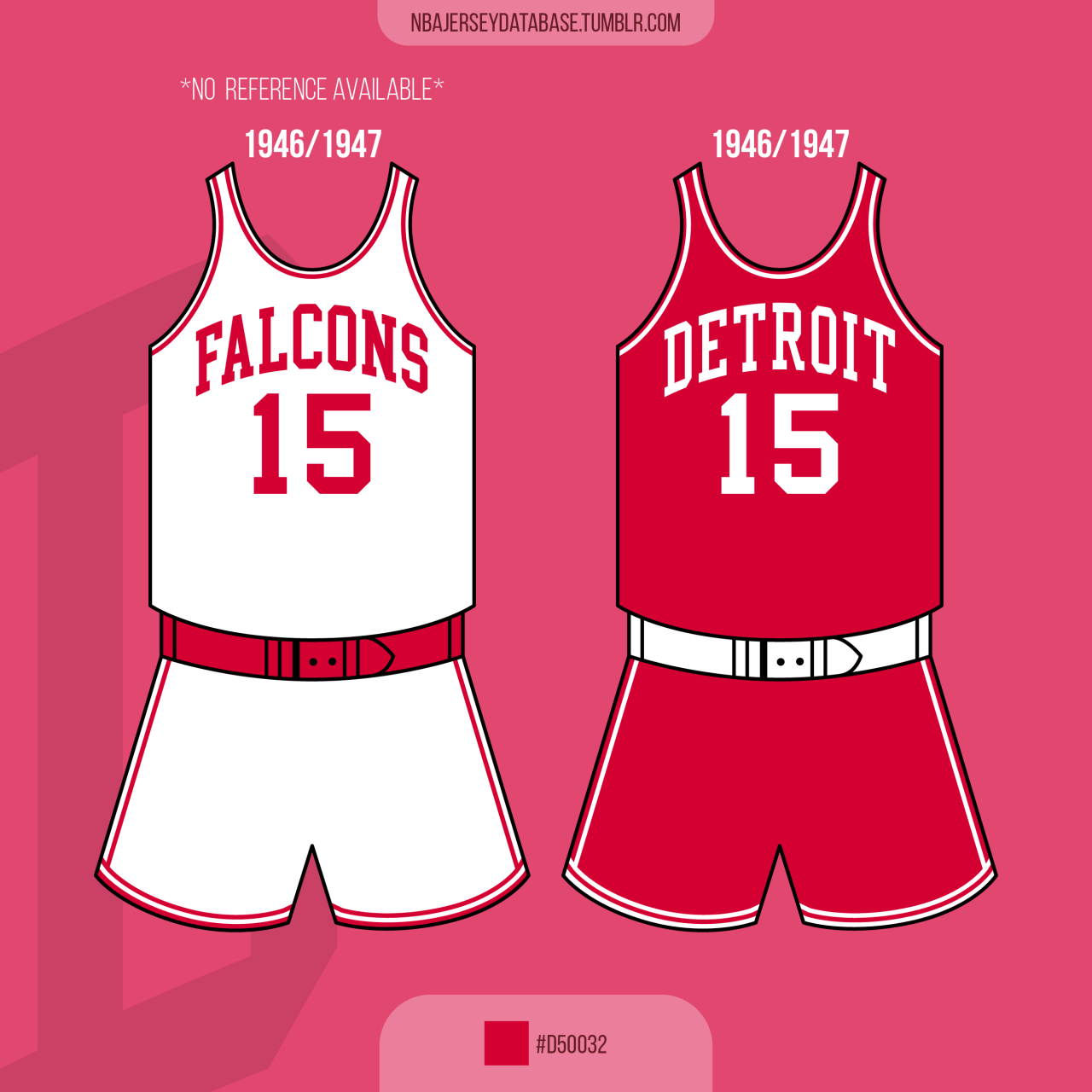 NBA Jersey Database, Detroit Falcons 1946-1947 Record: 20-40 (33%)