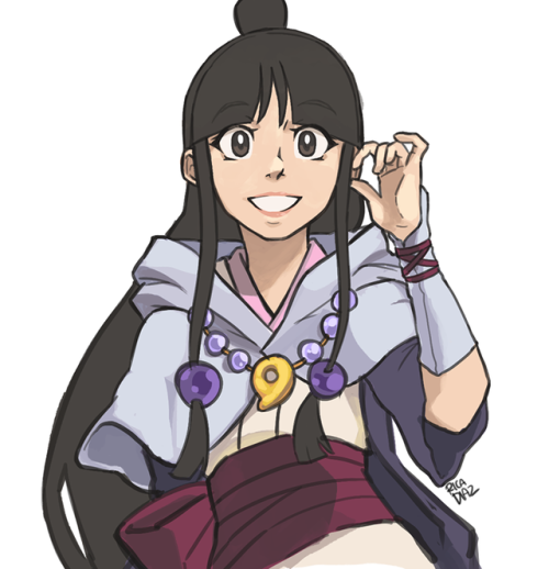 prospectkiss: wonderfulworldofmoi: I miss my burger eating, ramen slurping, spirit channeling queen! When will she come back from the war, capcom!  Maya looks like she’s channeling her inner mischievous teenage self here, bright-eyes and smiling. I