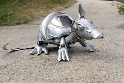 sixpenceee:  Ptolemy Elrington recycles old hubcaps, transforming them into incredible works of art. Currently based in Brighton, England, the artist has worked a variety of creative jobs including theatre and stage set design.