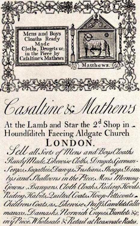 derpyredcoat:The Old Trade Cards of 18th century London.I hope to have a business card that looks li