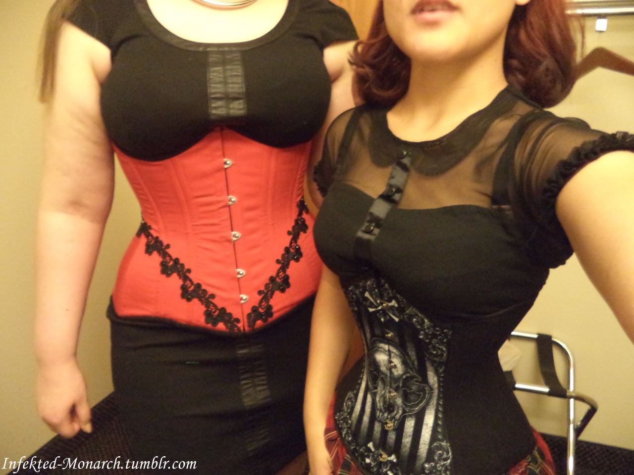 infekted-monarch: My corset is an oc 426 that I embellished Hers is the restyle cat