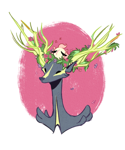 lorhs:My spritzee makes a nest in xerneas’ antlers I have decided