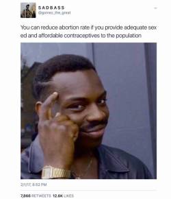 legends-for-choice: heartandstride:   gospel-panacea: You can also reduce abortion by outlawing it. :) Actually, that doesn’t work. It will cause people to seek out illegal ones, or do it themselves through other means. I mean, Ireland made it illegal
