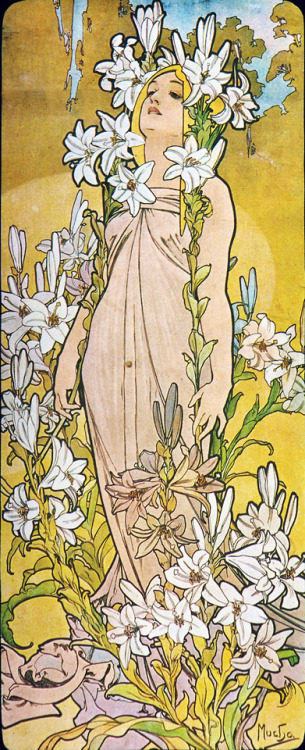 L’Oeillet (Carnation) and Le Lys (Lily) by Alphonse Mucha1897courtesy of Kyle Geib on Flickr x x