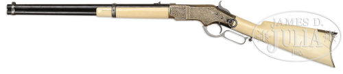 Engraved Winchester Model 1866 with ivory stock and forearm.