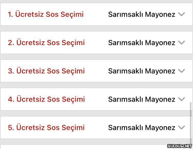 1. Ücretsiz Sos Seçimi...