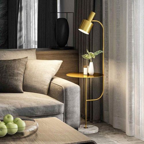 Product Of The Week: Modern Brass Floor Lamp With Side Table