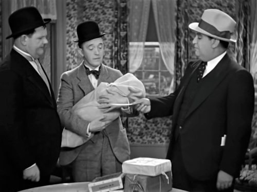 Laurel & Hardy in 1932′s Their First Mistake (2 of 4). Now it is time for Stan to perform his sy