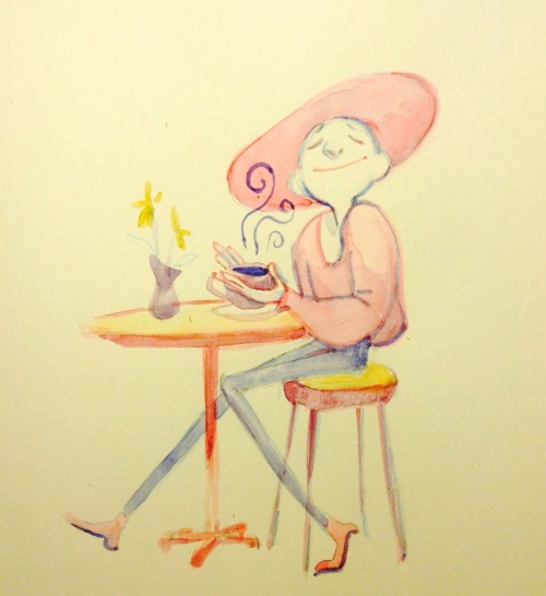 ironnatalia: messing around with watercolor with hatboy by @queenoftheantz…. her characters a