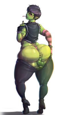 jujunaught:  Commission by Fedefyr, his OC orc femboy, Dharkan