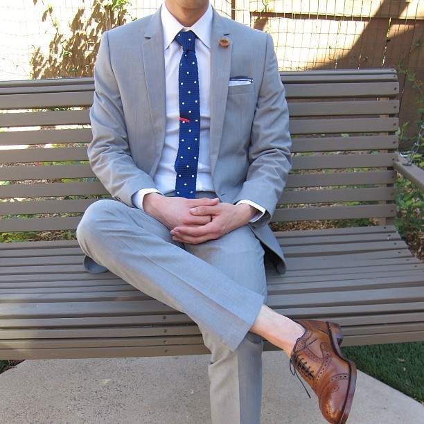 SuitedMan - Ootd! Blue knitted tie and brown felt flower from...