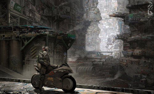 st-just:  Cyberpunk Slums+ urban warfare, by   Nivanh Chanthara  
