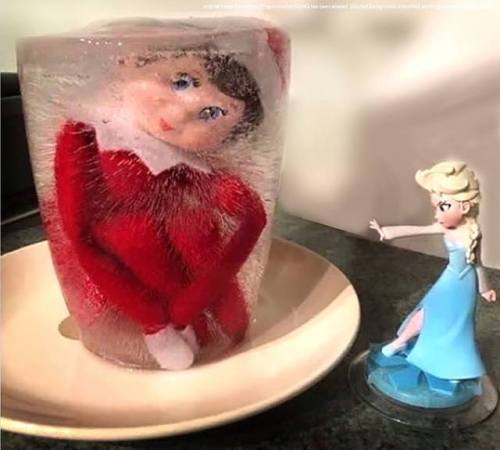 My Favorite 12 Elf on the Shelf Ideas Frozen Elf from Staci McneilRoasting Marshmallow Elf source Sn