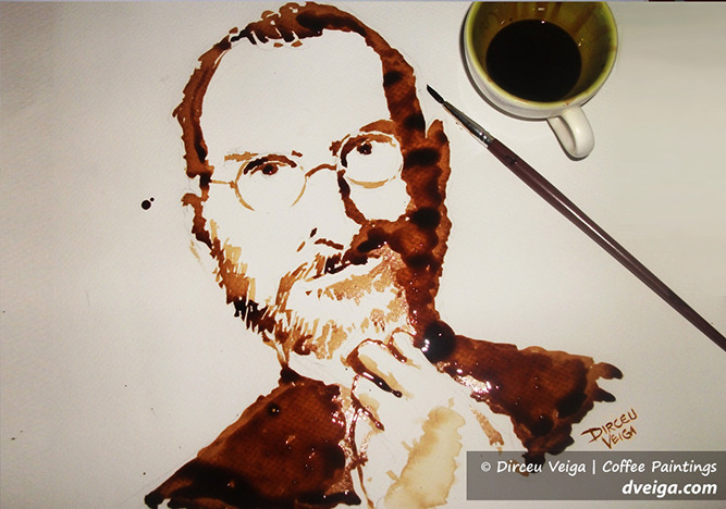 braindust:  Coffee painting by Dirceu Veiga 