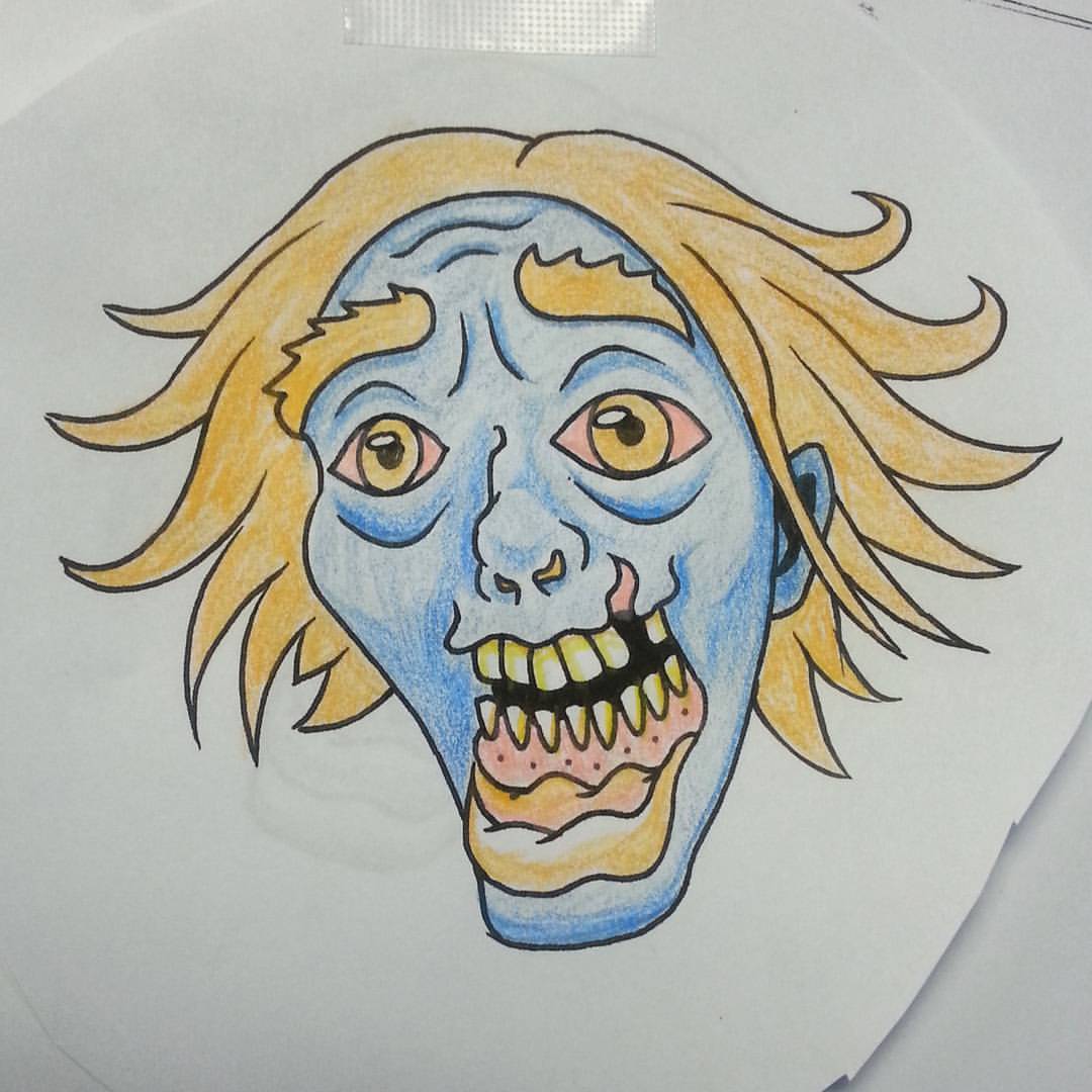 Making zombie flash for a shop promotion. #art #drawing #zombie #flash #tattooapprentice