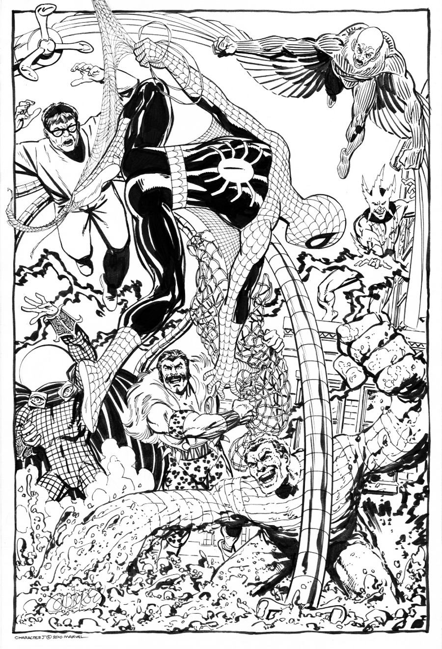 John Byrne Draws... — Spider-Man Vs The Sinister Six commission by John...