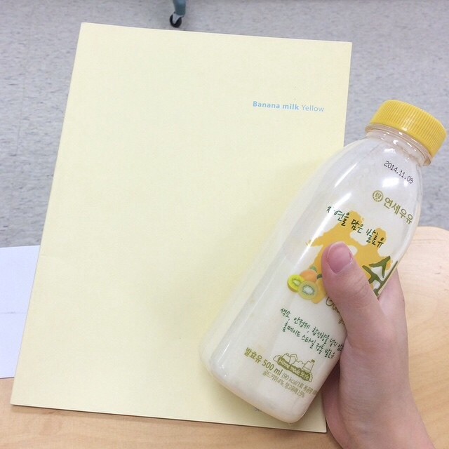 obaek:  gotta love my banana milk yellow &amp; baby cheek pink notebooks ♡