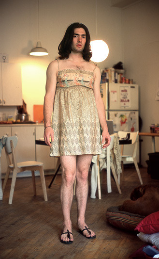 party-wok:  anythingphotography:  Full-Length Portraits of Men in Their Girlfriends’ Clothes by Photographer Jon Uriarte  If you’ve never switched clothes with your girlfriend in a bathroom at a party, you’re wrong. 
