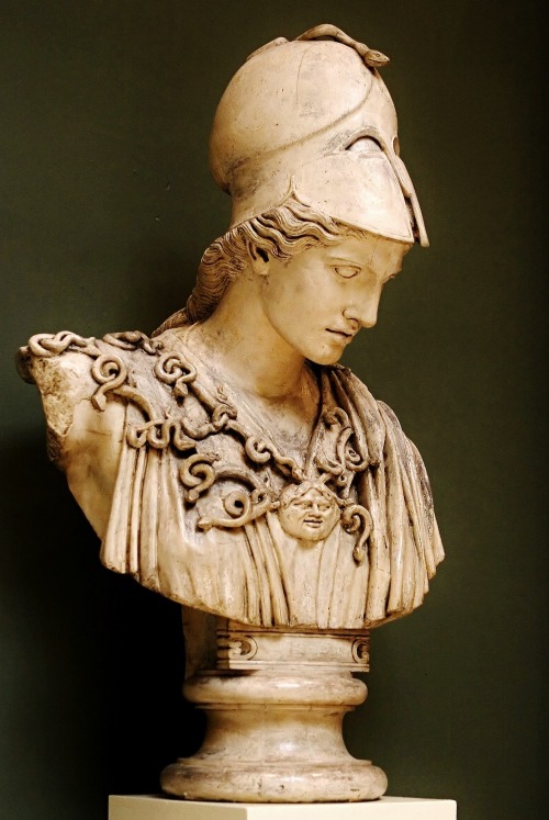earlhamclassics:hadrian6:Cast of Colossal Bust of Athena Velletri.  original : Greek 450-400 BCE.Gly