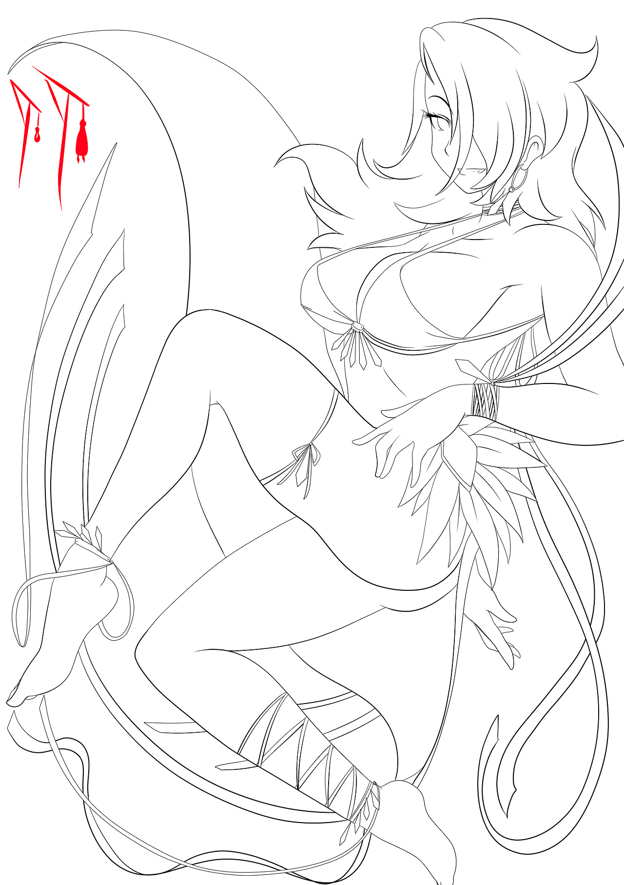 pat req cinder fall linework update : pin up of Cinder in a bikiniplease support